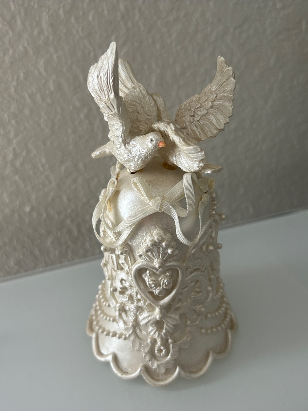 Vintage San Francisco Music Box Company Dove Bell Figurine Wedding Romance